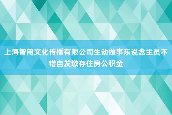 上海智用文化传播有限公司生动做事东说念主员不错自发缴存住房公积金